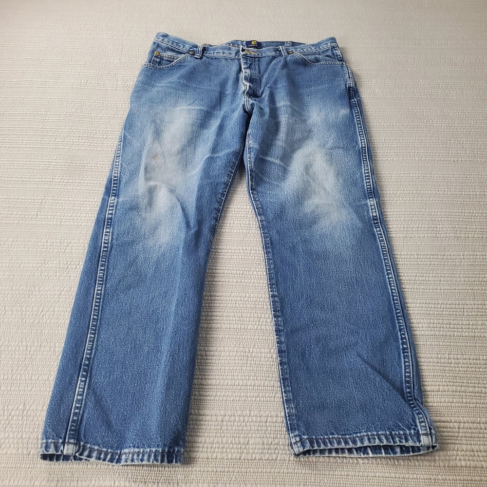 Wrangler Jeans 47MWZ Regular Fit Mens 38x30 Blue Premium Performance Denim